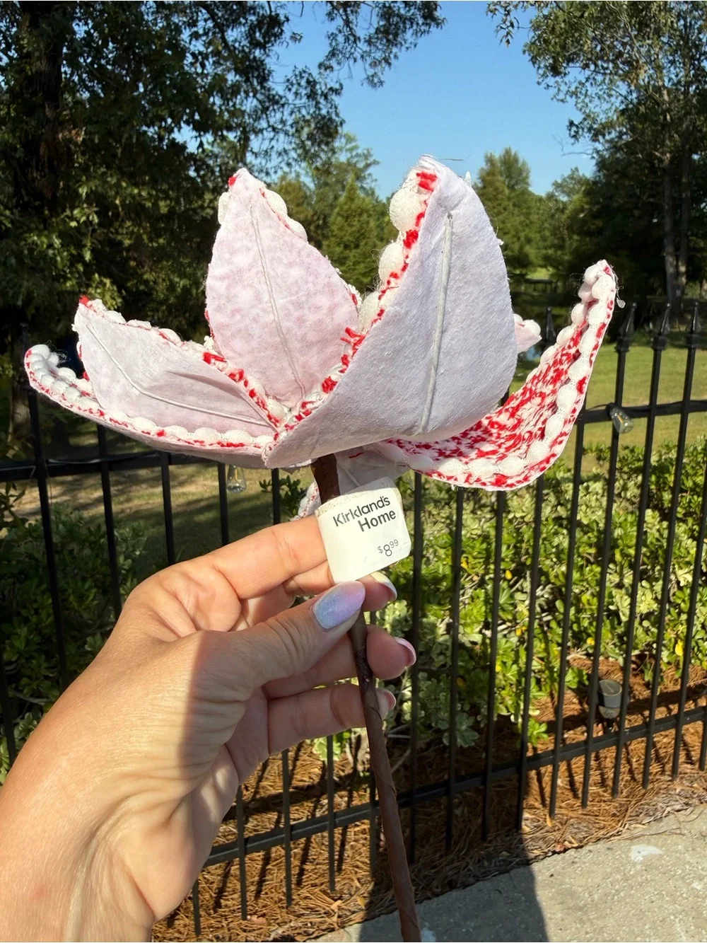 Kirklands Set of 4 Red White Poinsettia Christmas Picks